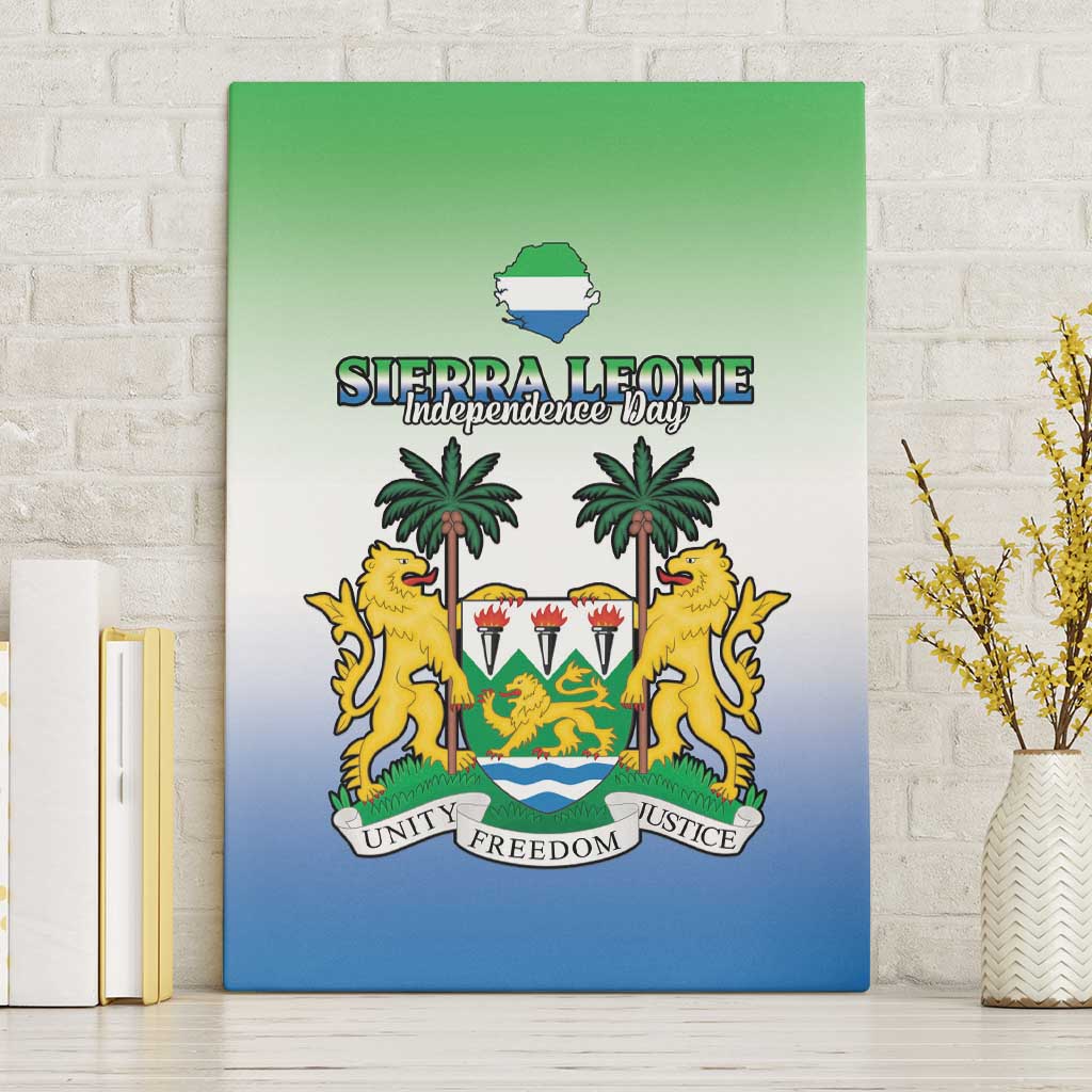 Personalised Sierra Leone Independence Day Canvas Wall Art Coat Of Arms Flag Map