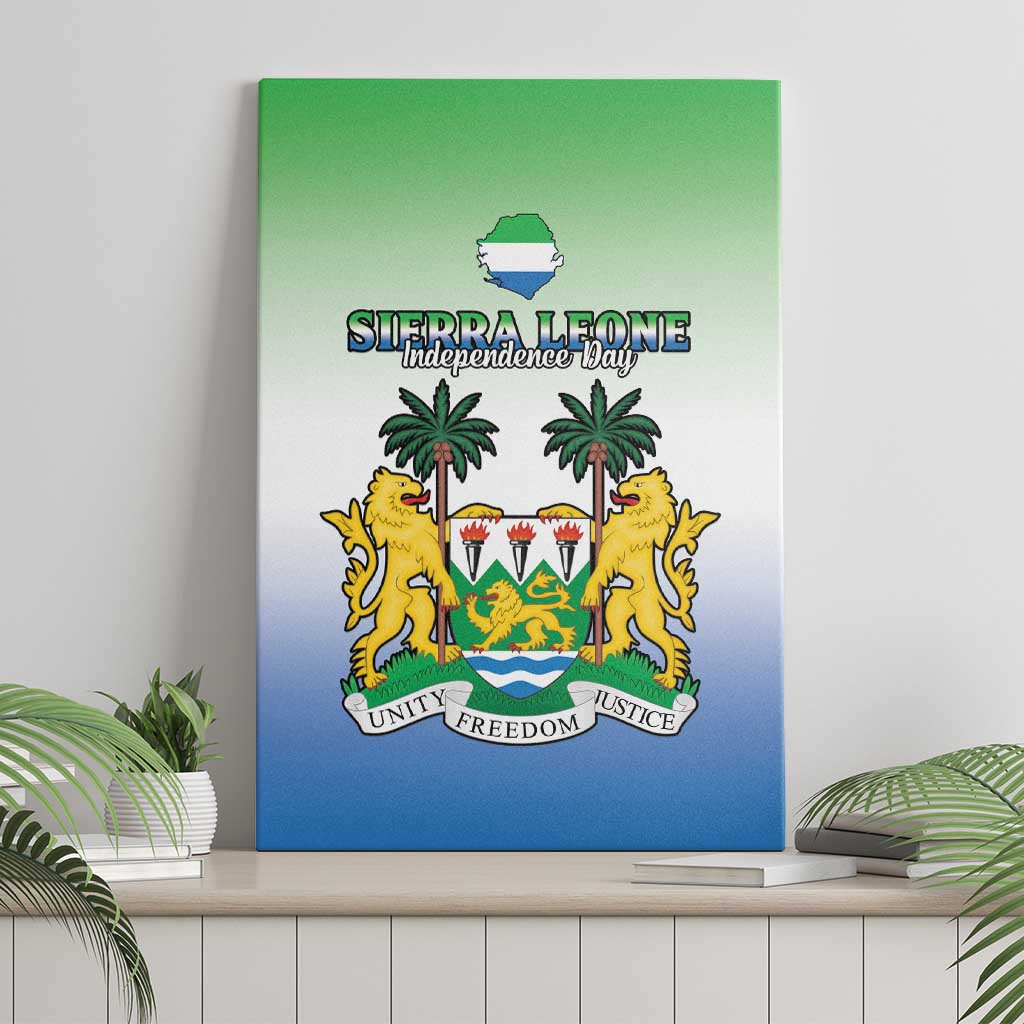 Personalised Sierra Leone Independence Day Canvas Wall Art Coat Of Arms Flag Map