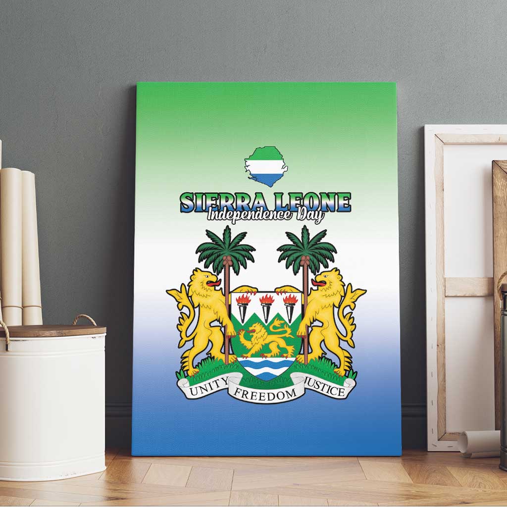 Personalised Sierra Leone Independence Day Canvas Wall Art Coat Of Arms Flag Map