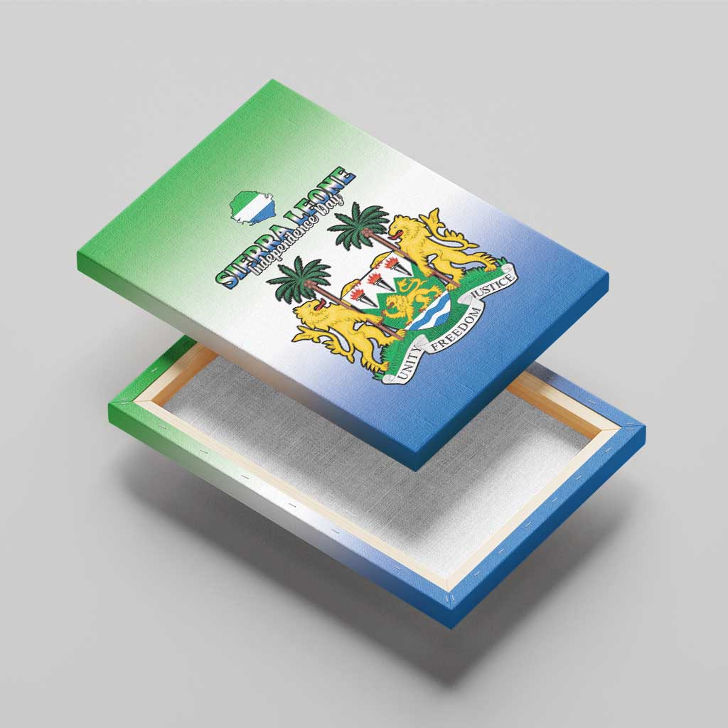Personalised Sierra Leone Independence Day Canvas Wall Art Coat Of Arms Flag Map