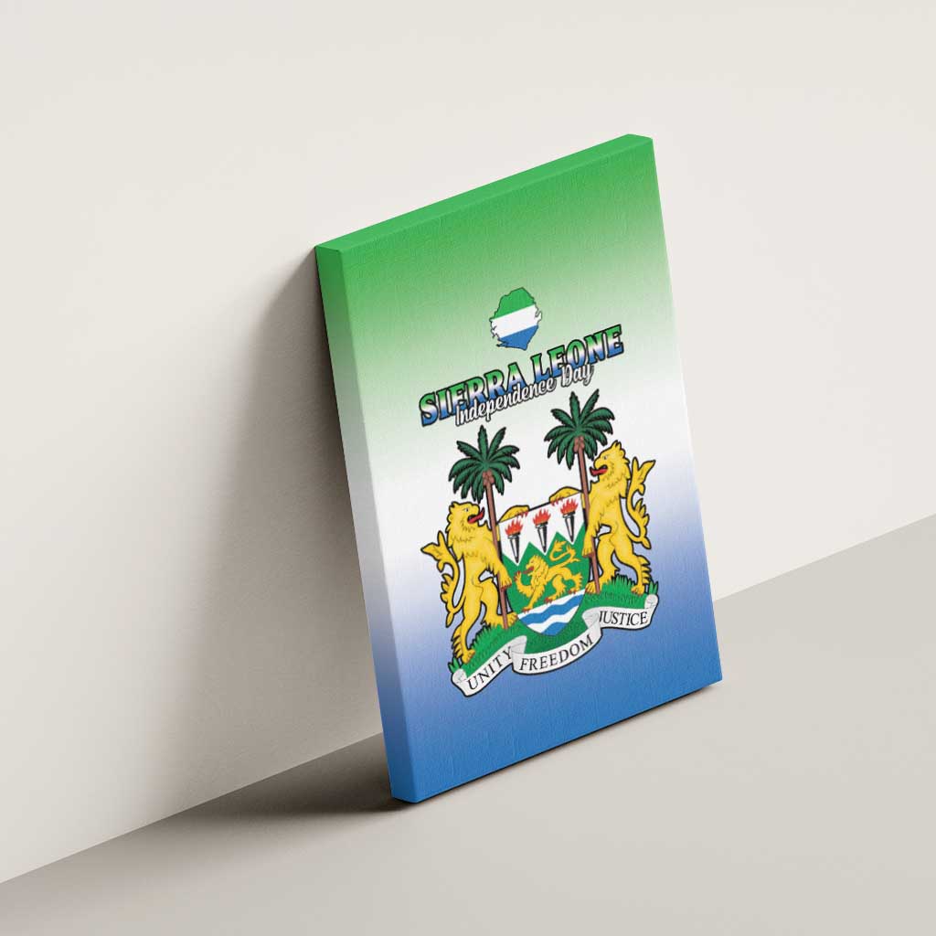 Personalised Sierra Leone Independence Day Canvas Wall Art Coat Of Arms Flag Map