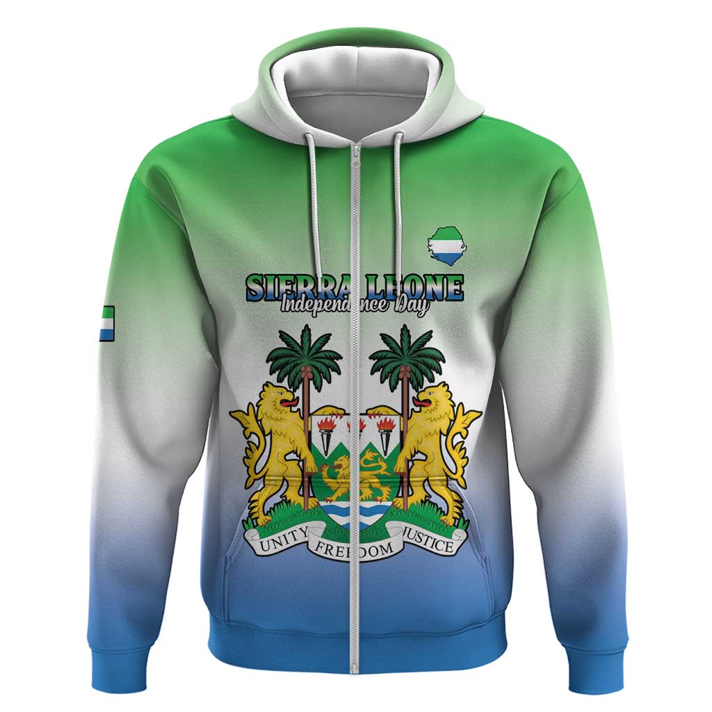 Personalised Sierra Leone Independence Day Hoodie Coat Of Arms Flag Map