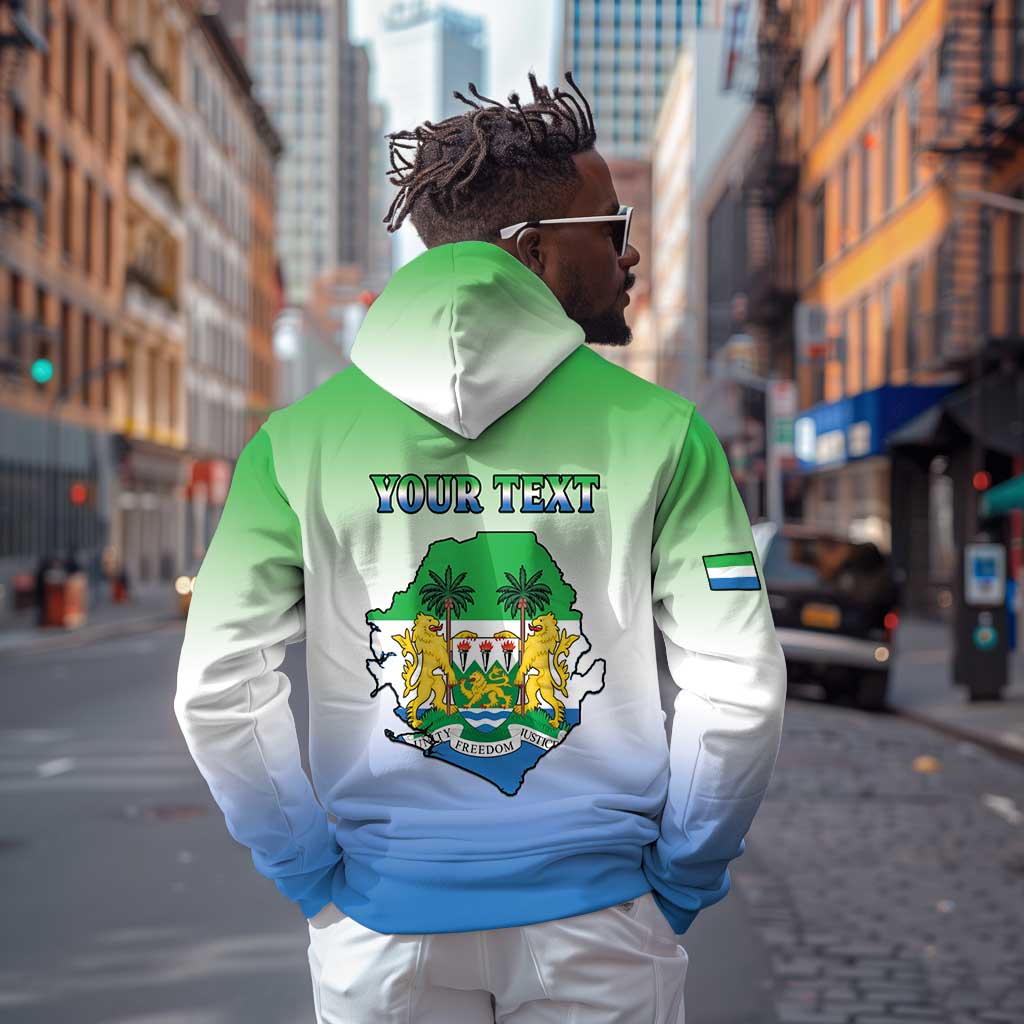 Personalised Sierra Leone Independence Day Hoodie Coat Of Arms Flag Map