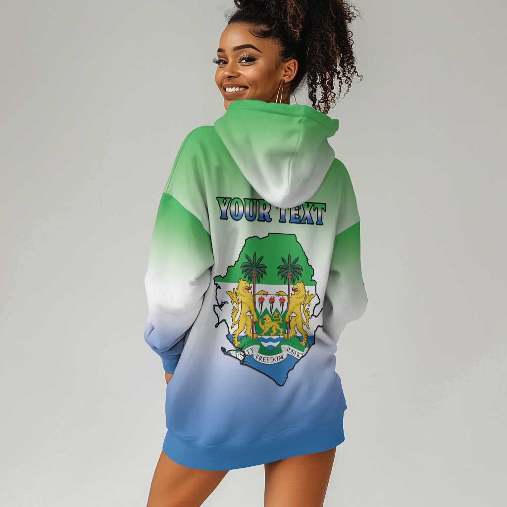 Personalised Sierra Leone Independence Day Hoodie Dress Coat Of Arms Flag Map