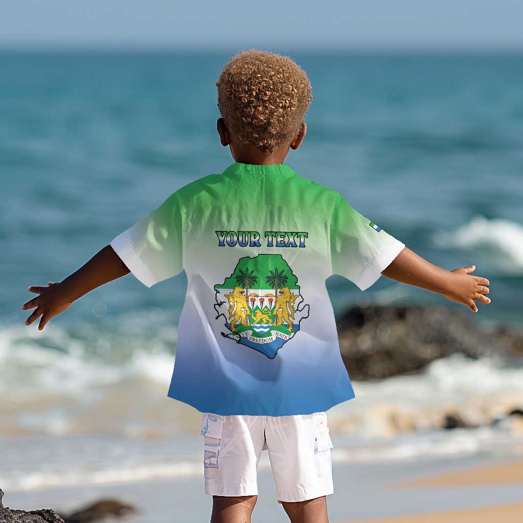 Personalised Sierra Leone Independence Day Kid Hawaiian Shirt Coat Of Arms Flag Map
