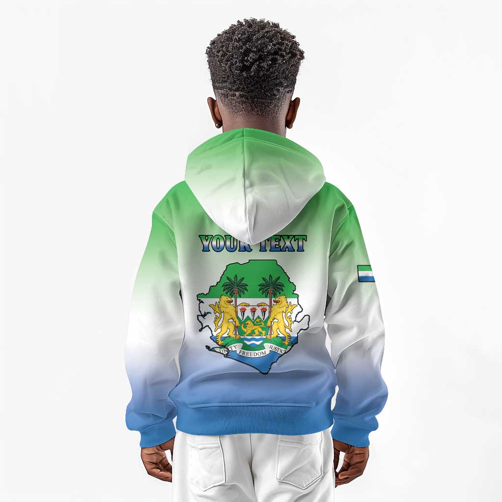Personalised Sierra Leone Independence Day Kid Hoodie Coat Of Arms Flag Map