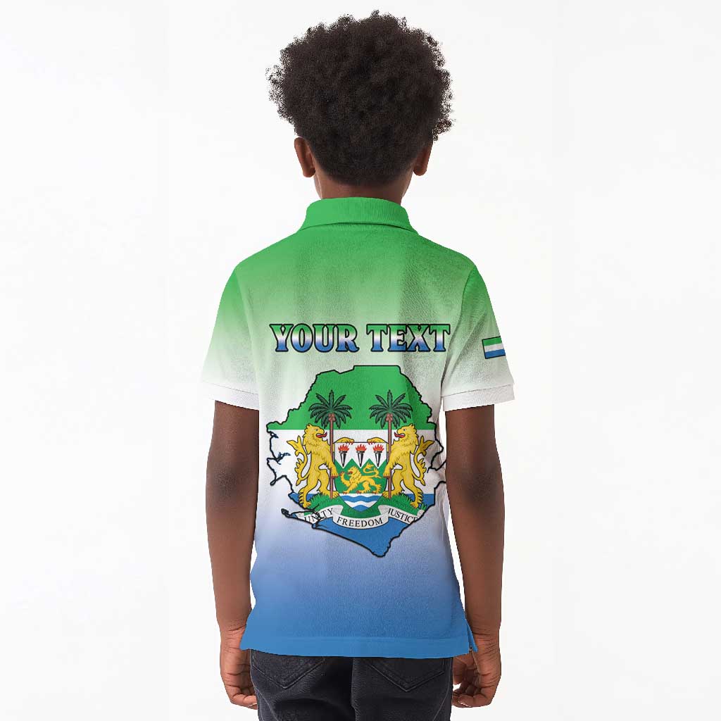 Personalised Sierra Leone Independence Day Kid Polo Shirt Coat Of Arms Flag Map