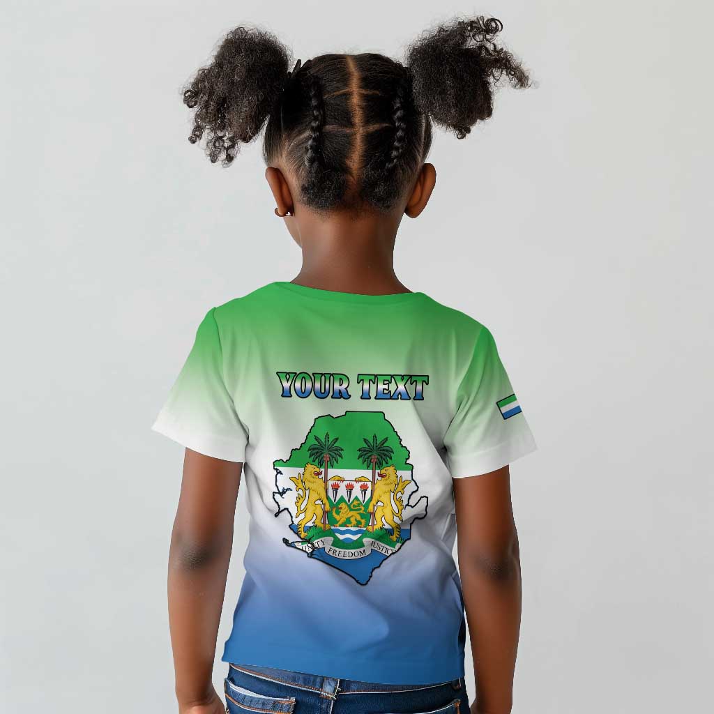 Personalised Sierra Leone Independence Day Kid T shirt Coat Of Arms Flag Map