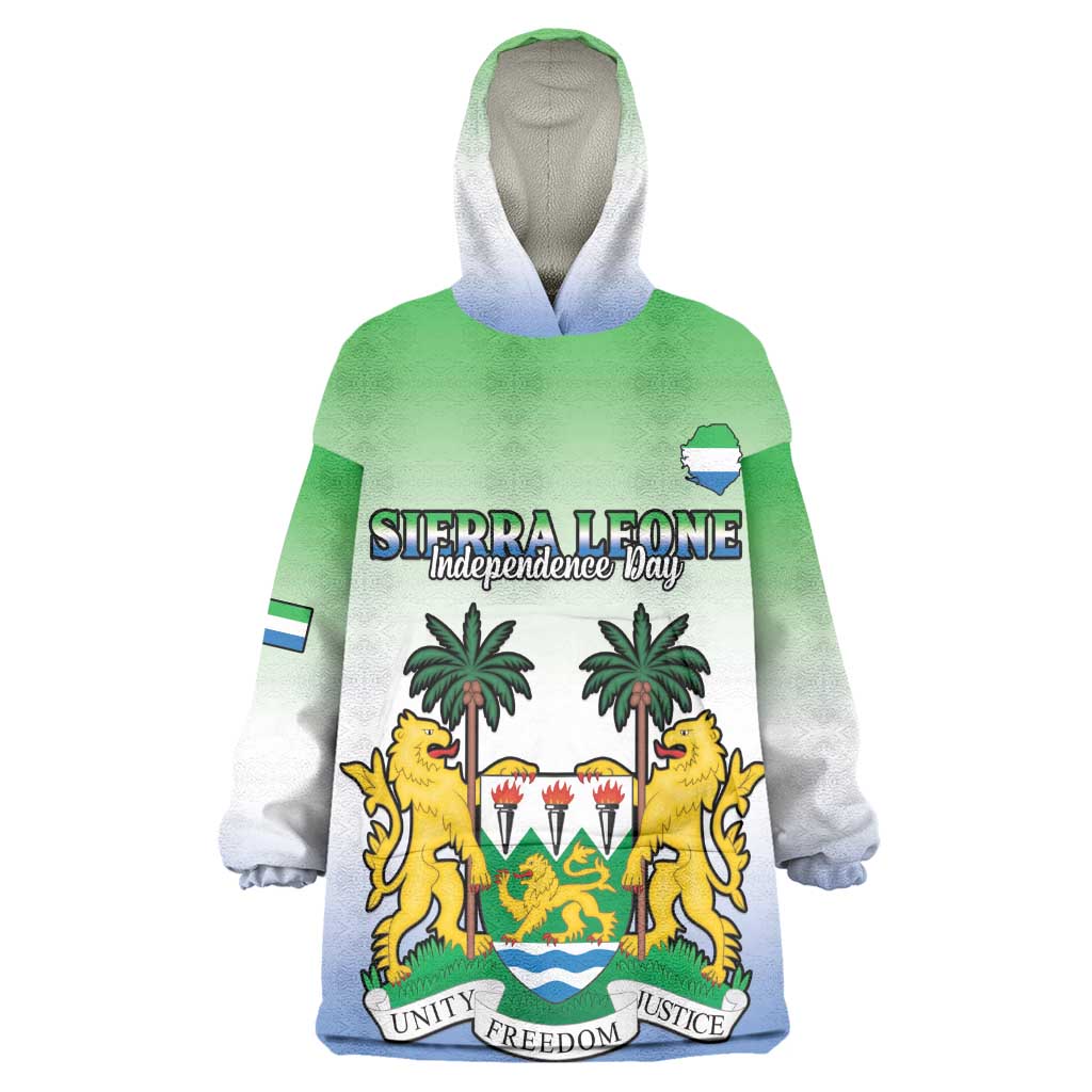 Personalised Sierra Leone Independence Day Kid Wearable Blanket Hoodie Coat Of Arms Flag Map