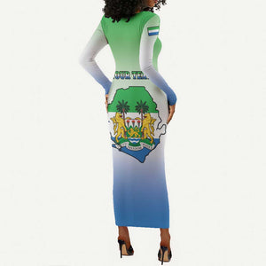 Personalised Sierra Leone Independence Day Long Sleeve Bodycon Dress Coat Of Arms Flag Map LT15