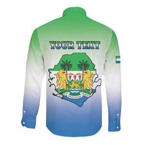 Personalised Sierra Leone Independence Day Long Sleeve Button Shirt Coat Of Arms Flag Map