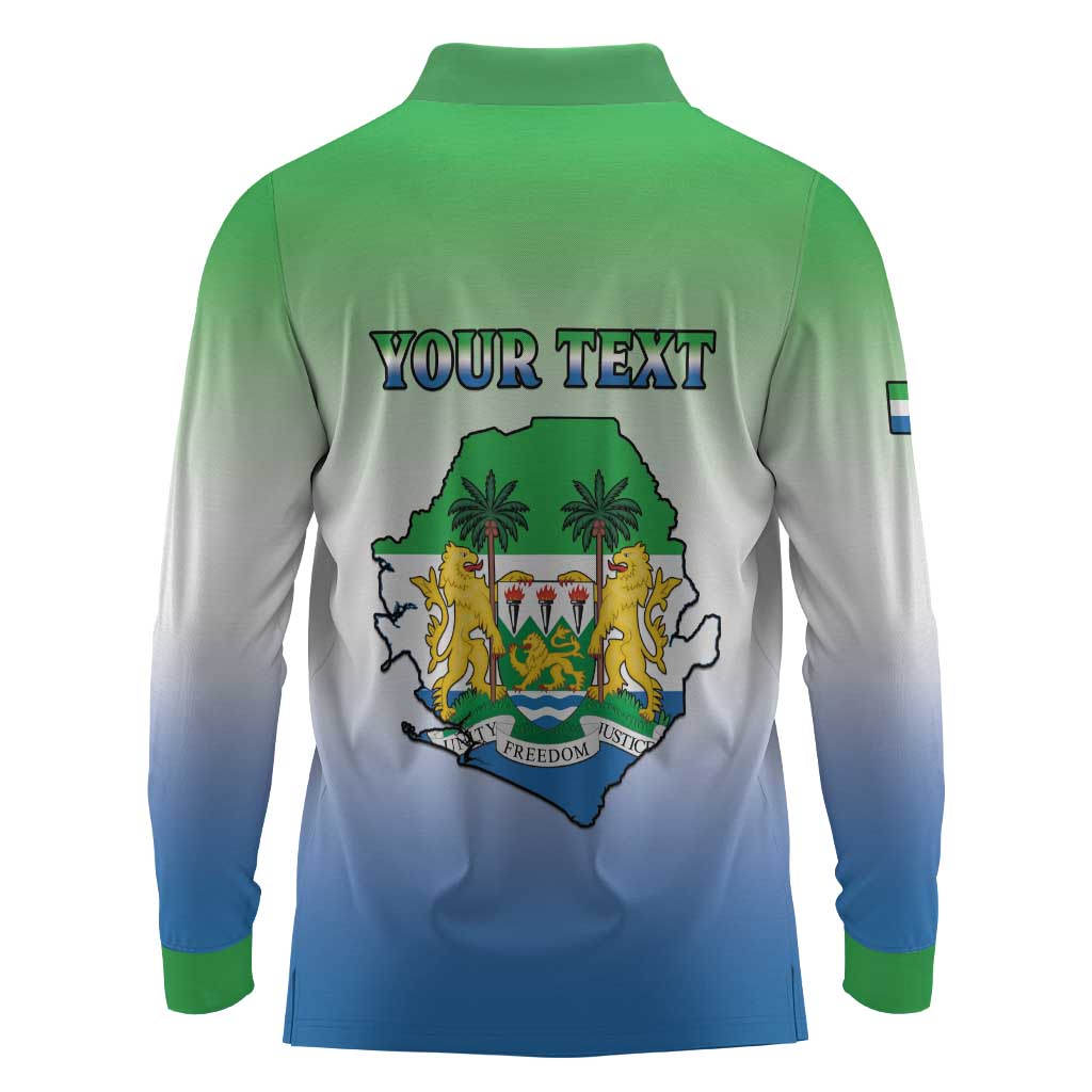 Personalised Sierra Leone Independence Day Long Sleeve Polo Shirt Coat Of Arms Flag Map