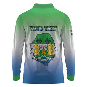 Personalised Sierra Leone Independence Day Long Sleeve Polo Shirt Coat Of Arms Flag Map
