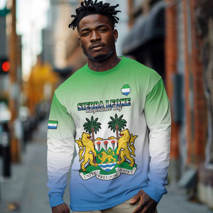 Personalised Sierra Leone Independence Day Long Sleeve Shirt Coat Of Arms Flag Map