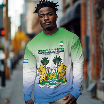 Personalised Sierra Leone Independence Day Long Sleeve Shirt Coat Of Arms Flag Map