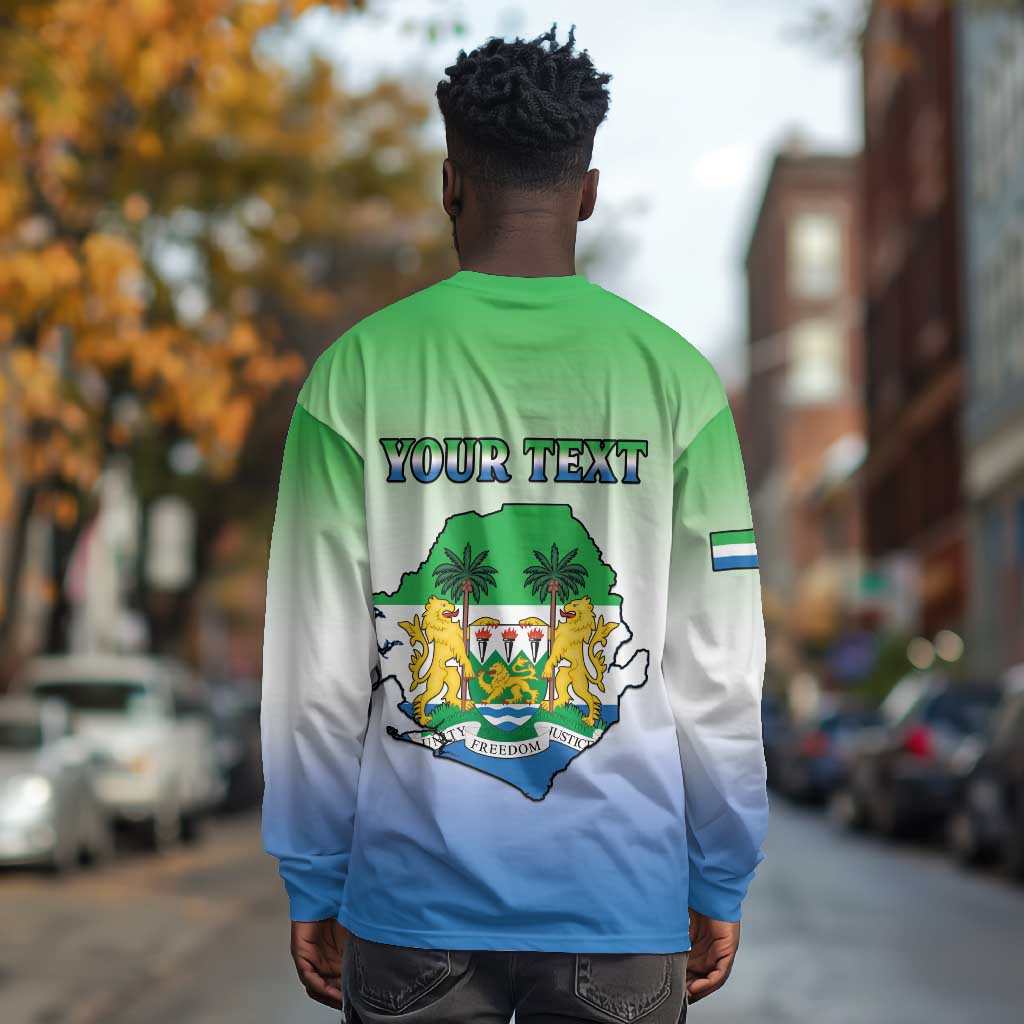Personalised Sierra Leone Independence Day Long Sleeve Shirt Coat Of Arms Flag Map
