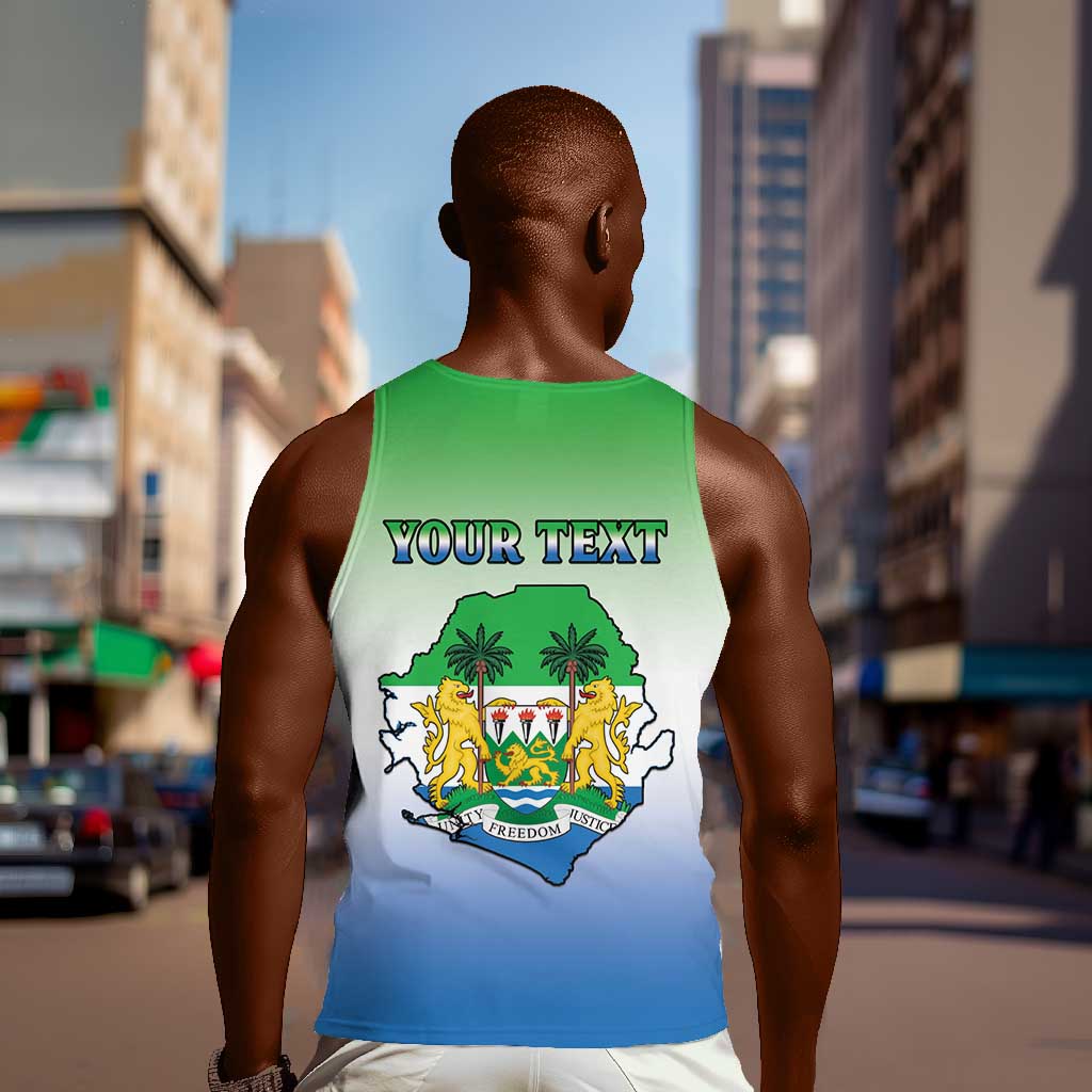 Personalised Sierra Leone Independence Day Men Tank Top Coat Of Arms Flag Map