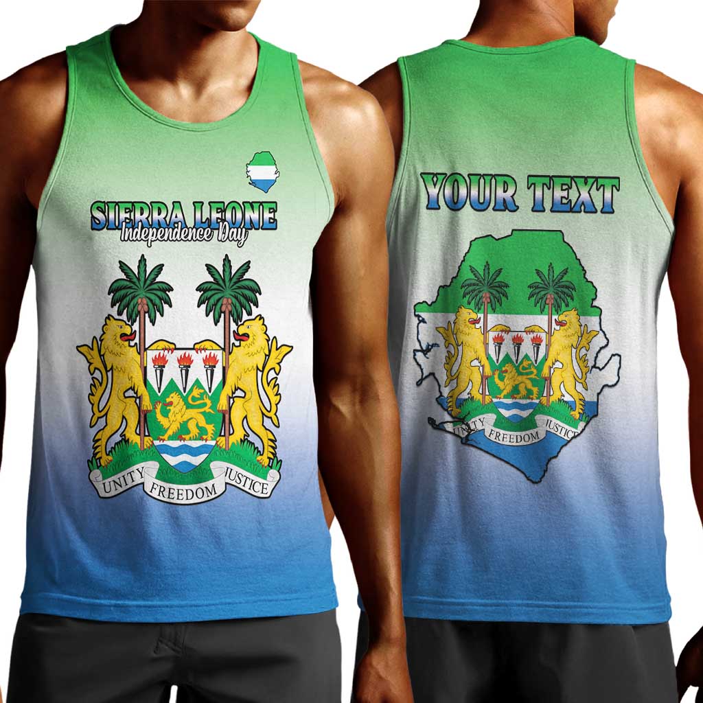 Personalised Sierra Leone Independence Day Men Tank Top Coat Of Arms Flag Map