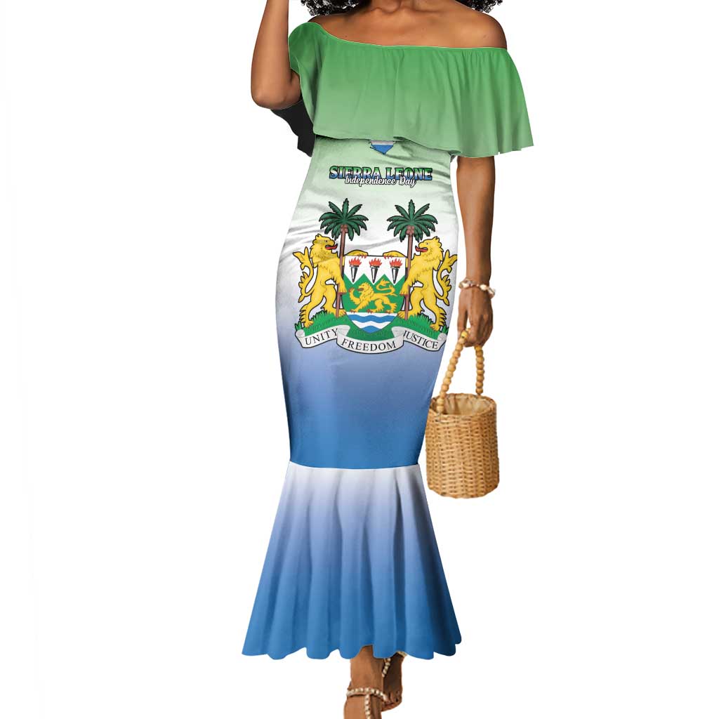 Personalised Sierra Leone Independence Day Mermaid Dress Coat Of Arms Flag Map