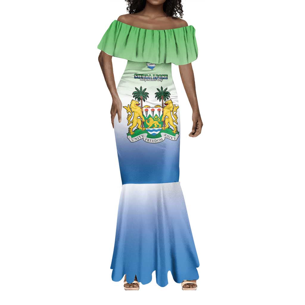 Personalised Sierra Leone Independence Day Mermaid Dress Coat Of Arms Flag Map