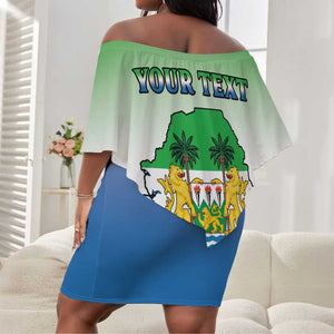 Personalised Sierra Leone Independence Day Off Shoulder Short Dress Coat Of Arms Flag Map