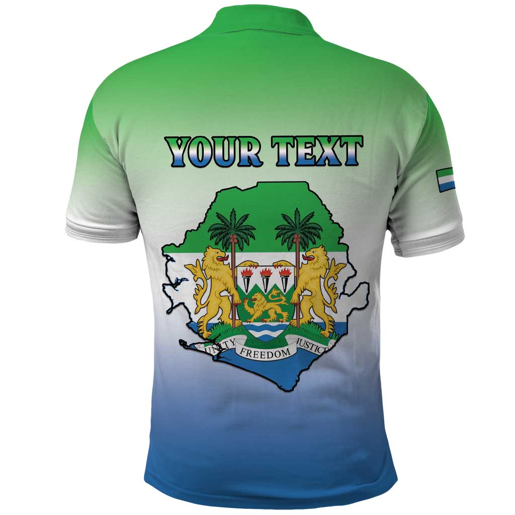 Personalised Sierra Leone Independence Day Polo Shirt Coat Of Arms Flag Map