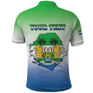 Personalised Sierra Leone Independence Day Polo Shirt Coat Of Arms Flag Map
