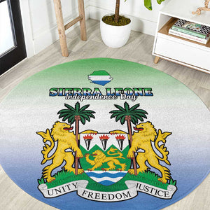 Personalised Sierra Leone Independence Day Round Carpet Coat Of Arms Flag Map