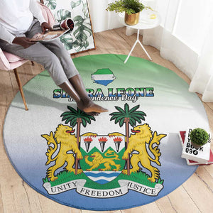 Personalised Sierra Leone Independence Day Round Carpet Coat Of Arms Flag Map