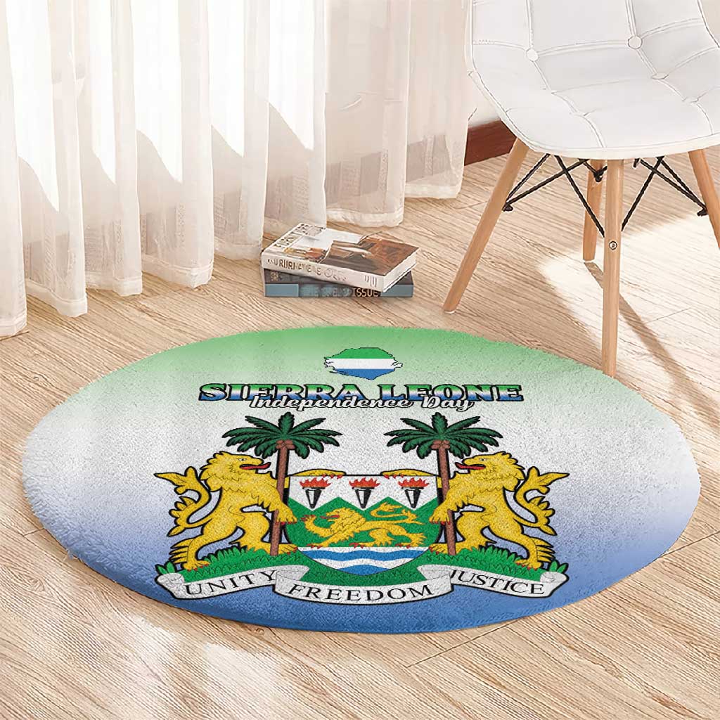 Personalised Sierra Leone Independence Day Round Carpet Coat Of Arms Flag Map