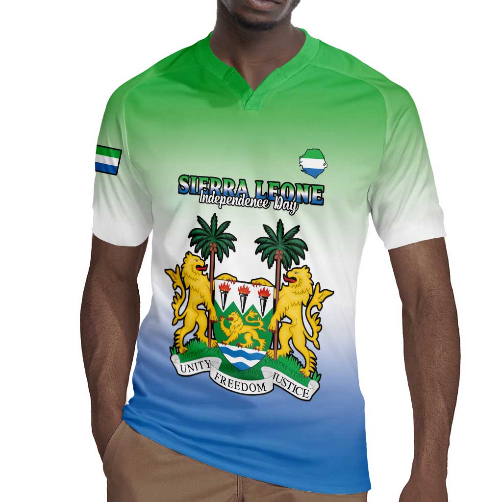 Personalised Sierra Leone Independence Day Rugby Jersey Coat Of Arms Flag Map