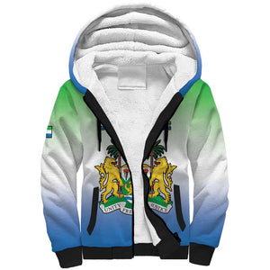 Personalised Sierra Leone Independence Day Sherpa Hoodie Coat Of Arms Flag Map