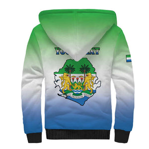 Personalised Sierra Leone Independence Day Sherpa Hoodie Coat Of Arms Flag Map