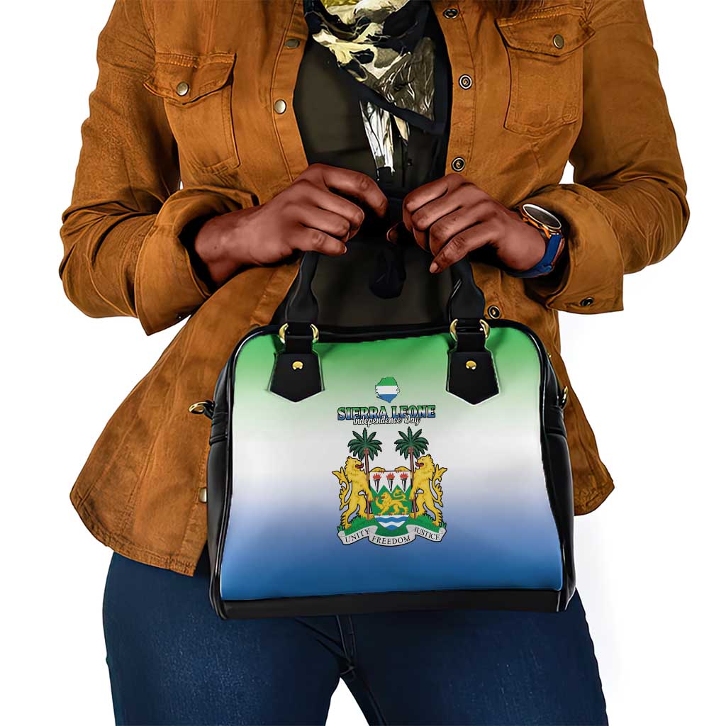 Personalised Sierra Leone Independence Day Shoulder Handbag Coat Of Arms Flag Map