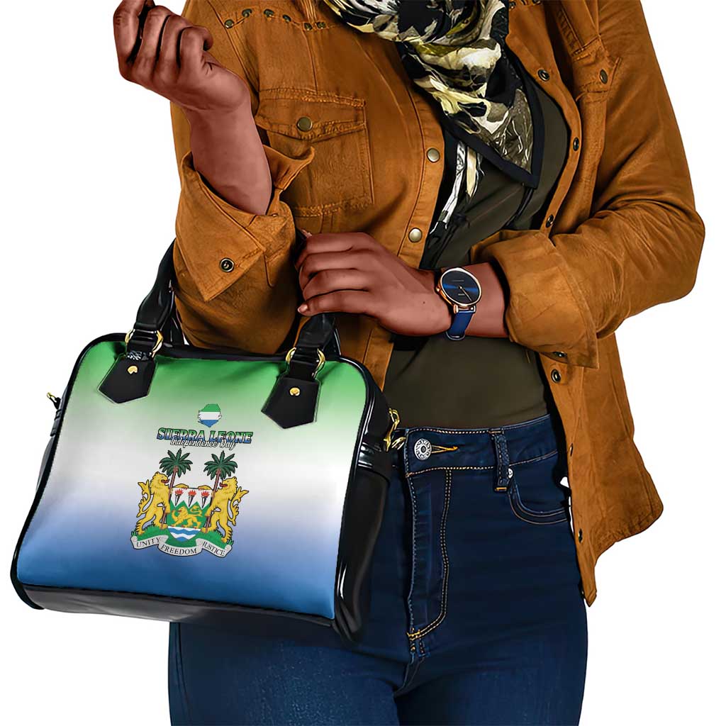 Personalised Sierra Leone Independence Day Shoulder Handbag Coat Of Arms Flag Map