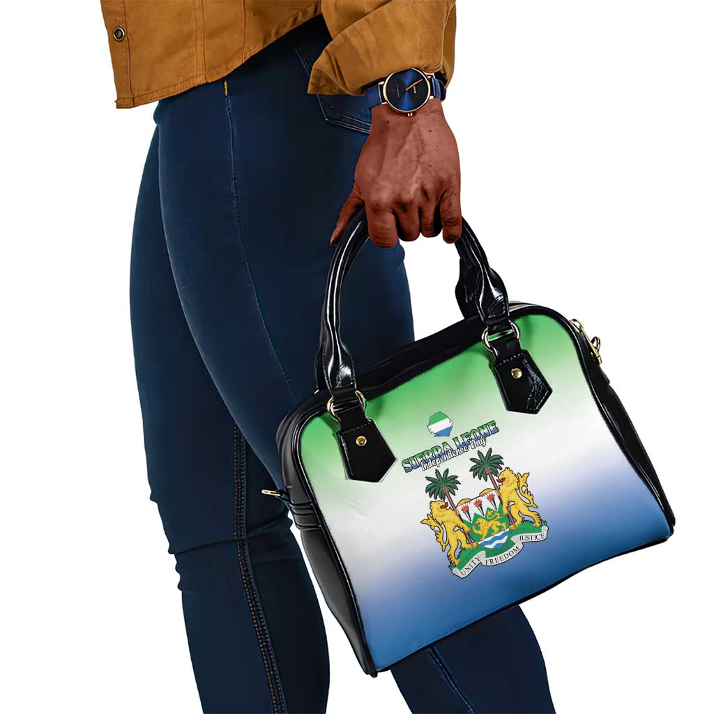 Personalised Sierra Leone Independence Day Shoulder Handbag Coat Of Arms Flag Map