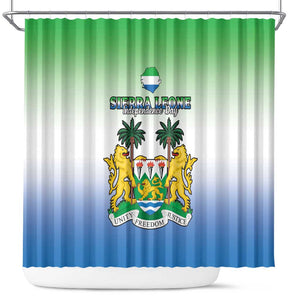 Personalised Sierra Leone Independence Day Shower Curtain Coat Of Arms Flag Map