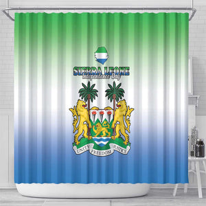 Personalised Sierra Leone Independence Day Shower Curtain Coat Of Arms Flag Map