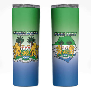 Personalised Sierra Leone Independence Day Skinny Tumbler Coat Of Arms Flag Map