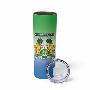 Personalised Sierra Leone Independence Day Skinny Tumbler Coat Of Arms Flag Map