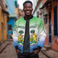 Personalised Sierra Leone Independence Day Sleeve Zip Bomber Jacket Coat Of Arms Flag Map
