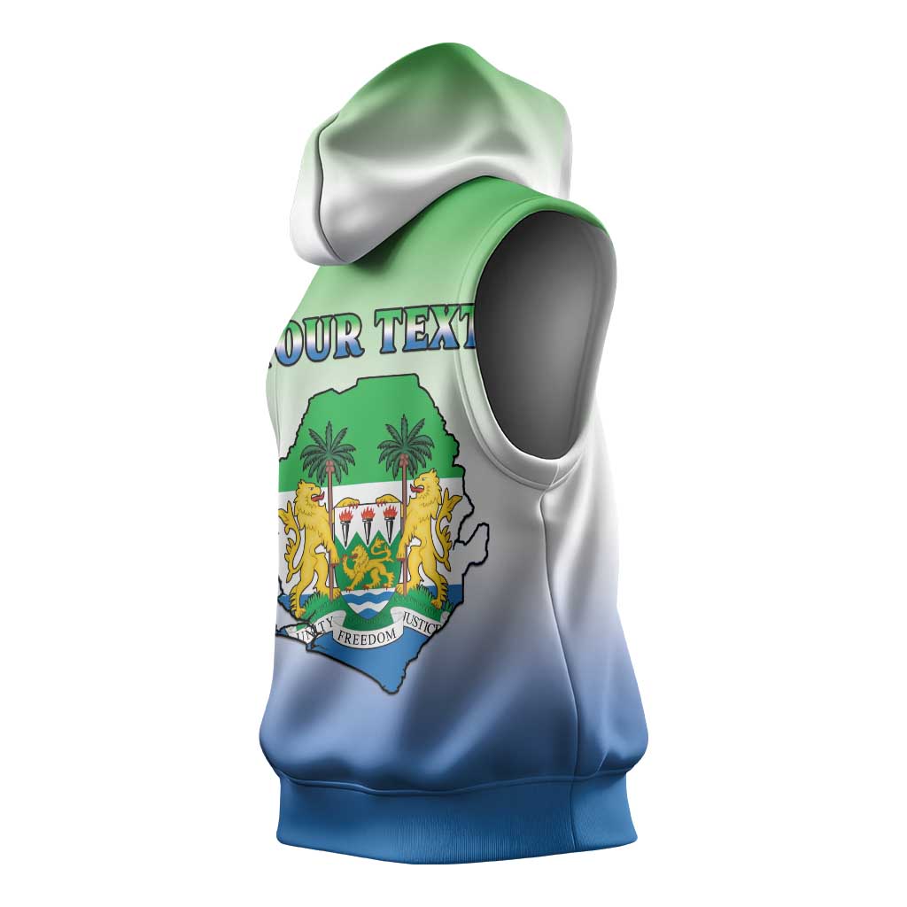 Personalised Sierra Leone Independence Day Sleeveless Hoodie Coat Of Arms Flag Map - African Pride
