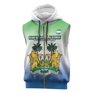 Personalised Sierra Leone Independence Day Sleeveless Zip Hoodie Coat Of Arms Flag Map - African Pride