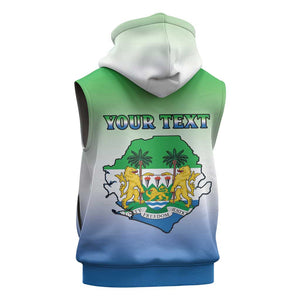 Personalised Sierra Leone Independence Day Sleeveless Zip Hoodie Coat Of Arms Flag Map - African Pride