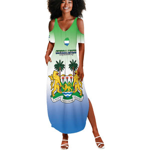 Personalised Sierra Leone Independence Day Summer Maxi Dress Coat Of Arms Flag Map