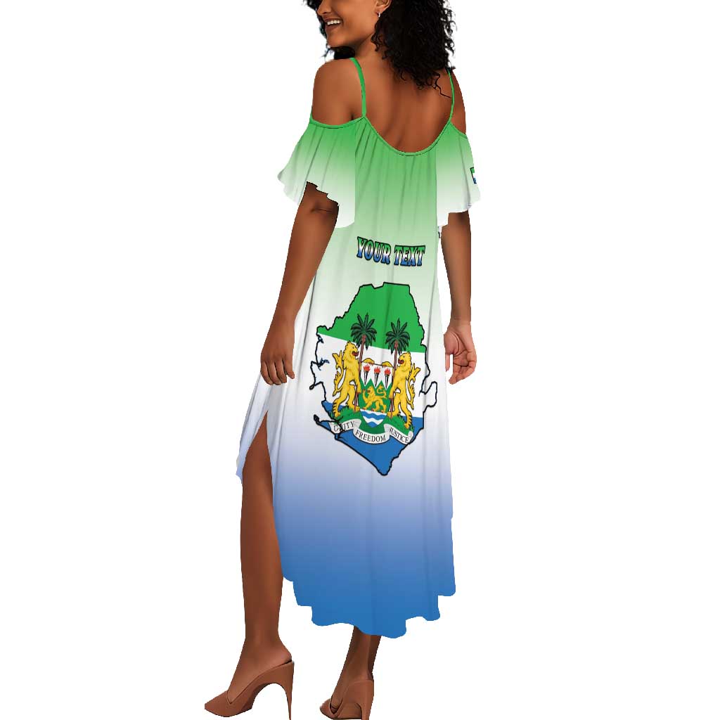 Personalised Sierra Leone Independence Day Summer Maxi Dress Coat Of Arms Flag Map