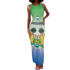 Personalised Sierra Leone Independence Day Tank Maxi Dress Coat Of Arms Flag Map