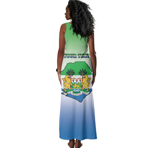 Personalised Sierra Leone Independence Day Tank Maxi Dress Coat Of Arms Flag Map