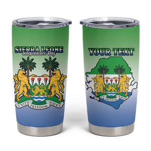 Personalised Sierra Leone Independence Day Tumbler Cup Coat Of Arms Flag Map