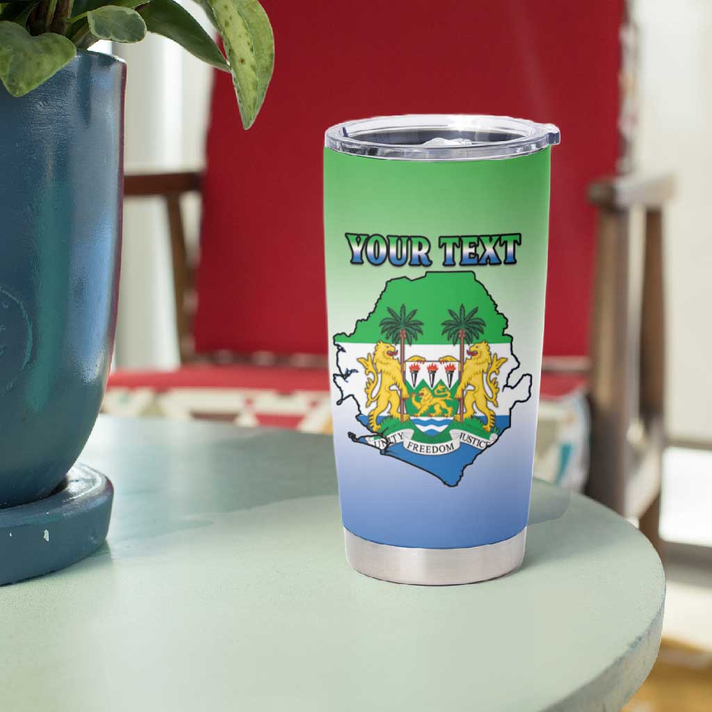 Personalised Sierra Leone Independence Day Tumbler Cup Coat Of Arms Flag Map